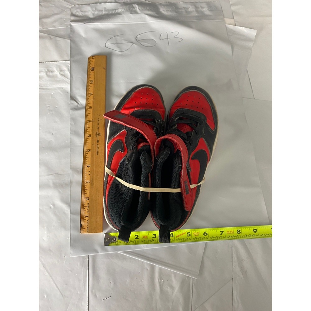 Nike Kids High Top Sneakers Red Black Hook & Loop Size 2.5Y Youth Shoes